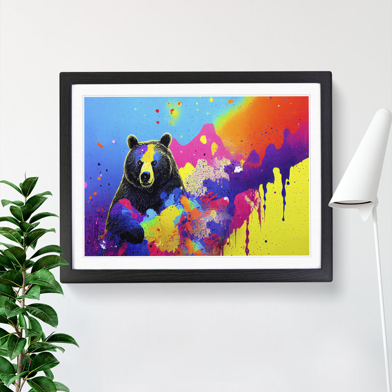 Bear Paint Splash Vol.6 Abstract - Framed Print, Black, 34cm H x 46cm W x 2cm D