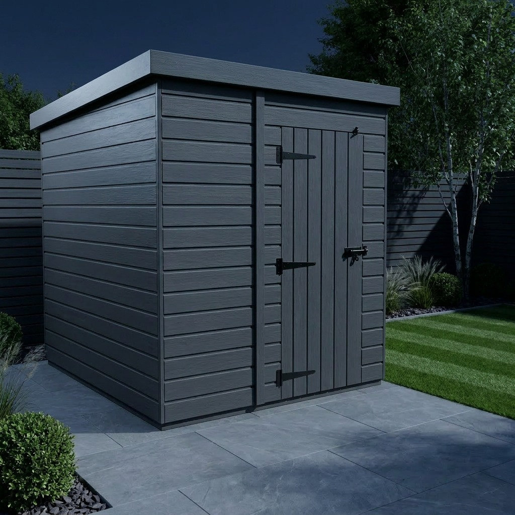 Total Sheds 5ft x 4ft Composite Pent Garden Shed - Single Door - No Windows - EPDM Rubber Roof - UK Manufactured