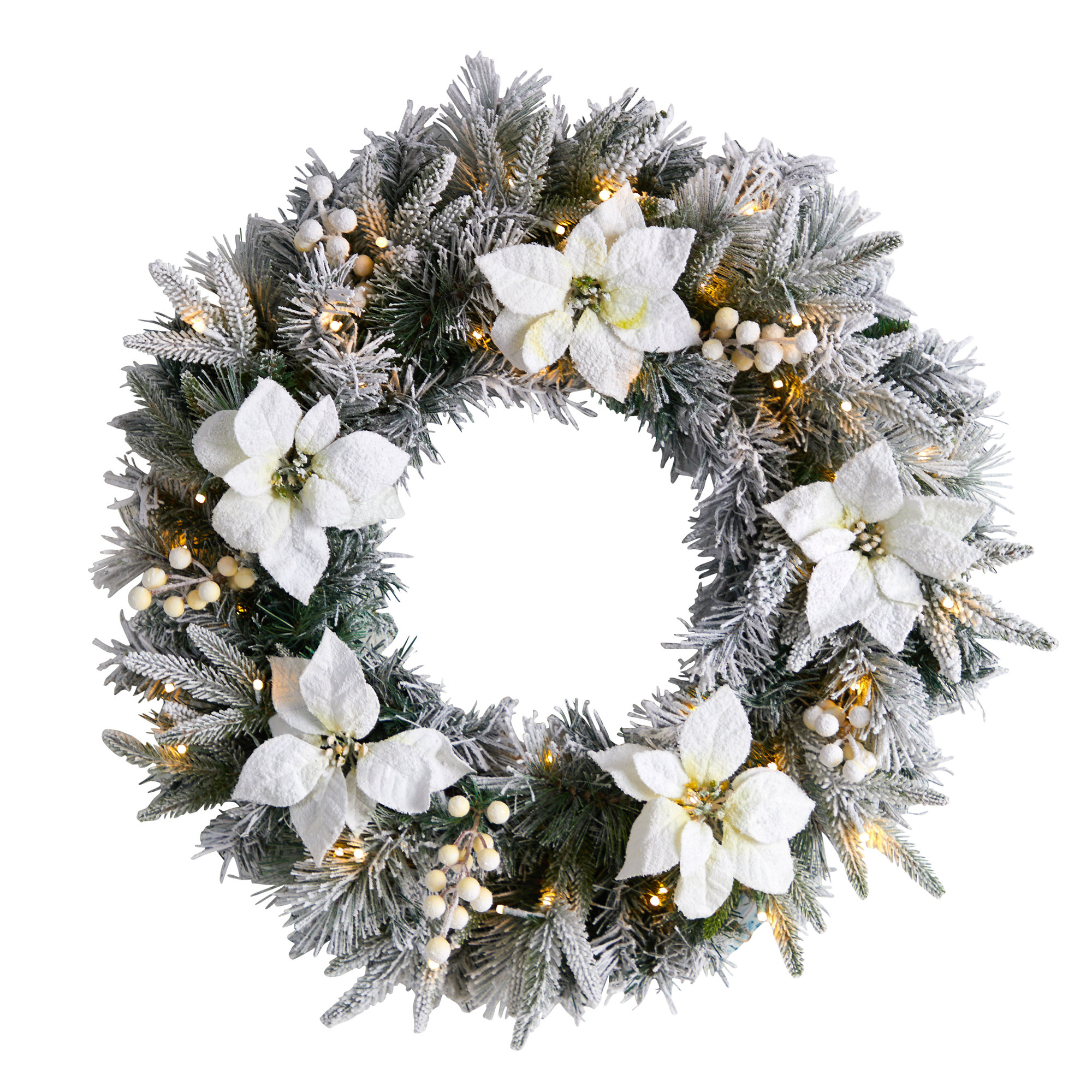 The Holiday Aisle® Flocked 24 Lighted Wreath & Reviews | Wayfair