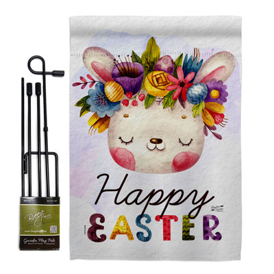 Double Sided 18.5 in. H x 13 in. W Polyester Easter Flag set