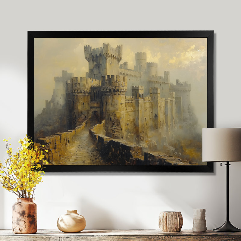 Médaille d'automne gris gris, château français I - Châteaux, art mural, Toile encadrée noire simple