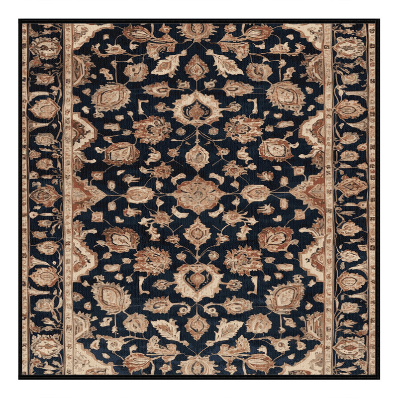 Tapis persan gris lavable à la machine, Carré 7 pi