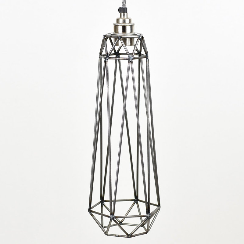 37cm H Metal Novelty Pendant Shade ( Screw On ), Raw Steel