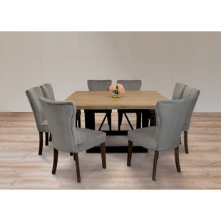 Logan 9-Piece Dining Set With 8 Cleo Dining Chairs In Mink With Legs