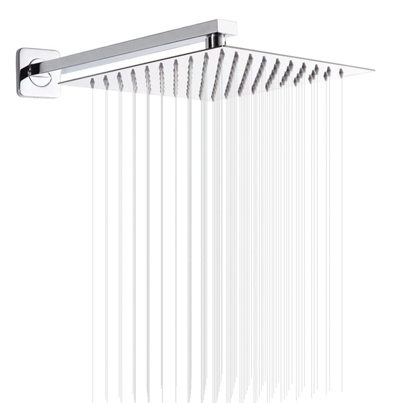 10" Square Stainless Steel Shower Head With 16" Extension Arm - Ultimate Waterfall Coverage, Chrome