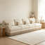 Canapé 131 places confortable en chenille à imprimé léopard de 131 po, bord à pampille délicat, canapé modulaire à la mode moderne, dossier et siège ergonomiques, assemblage facile, siège profond pour le salon, café beige-917402620