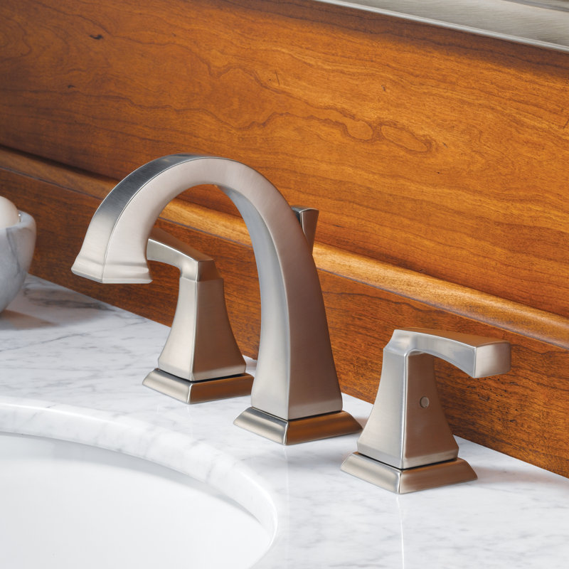 Robinet de salle de bain à large entraxe avec drain Dryden™, Acier inoxydable Brilliance