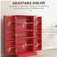 Armoire de cuisine autoportante de 41 pouces avec 12 portes, 5 portes doubles et 5 tablettes réglables HOMcom, rouge-312153302