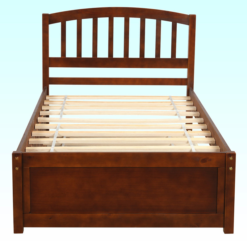 Lit plateforme simple en bois massif, Noyer