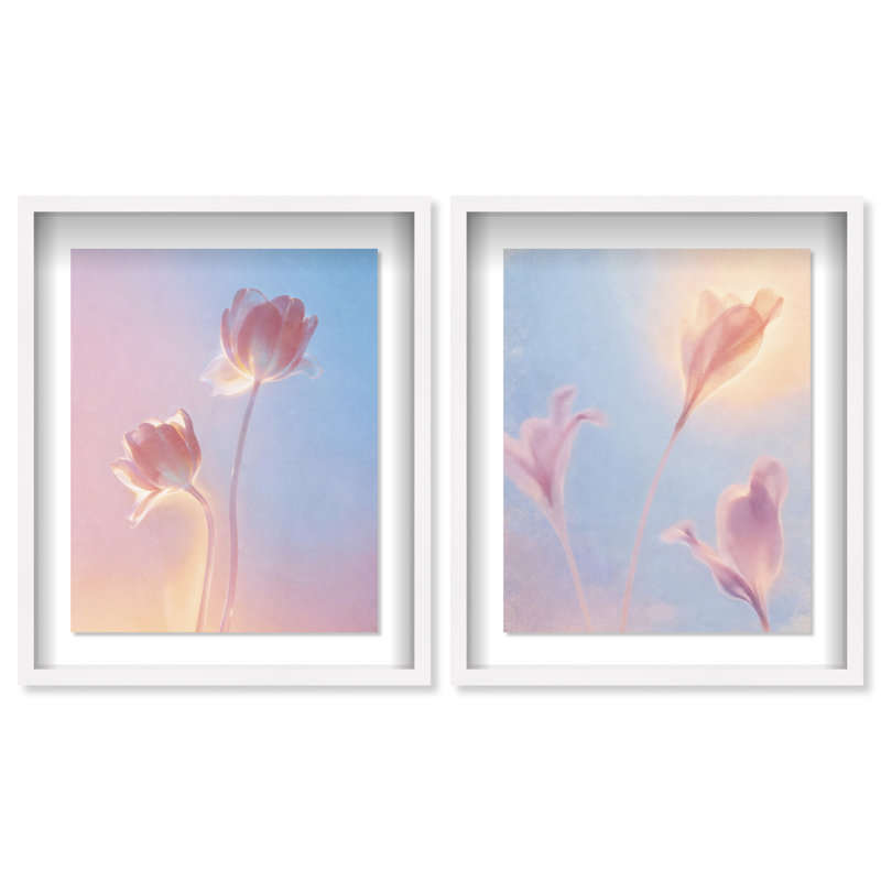 Iridescent Spring Set Shadowbox Floral & Botanical Print by Oliver Gal, Black Frame, 16 x 20, 17.5"H x 21.5"W