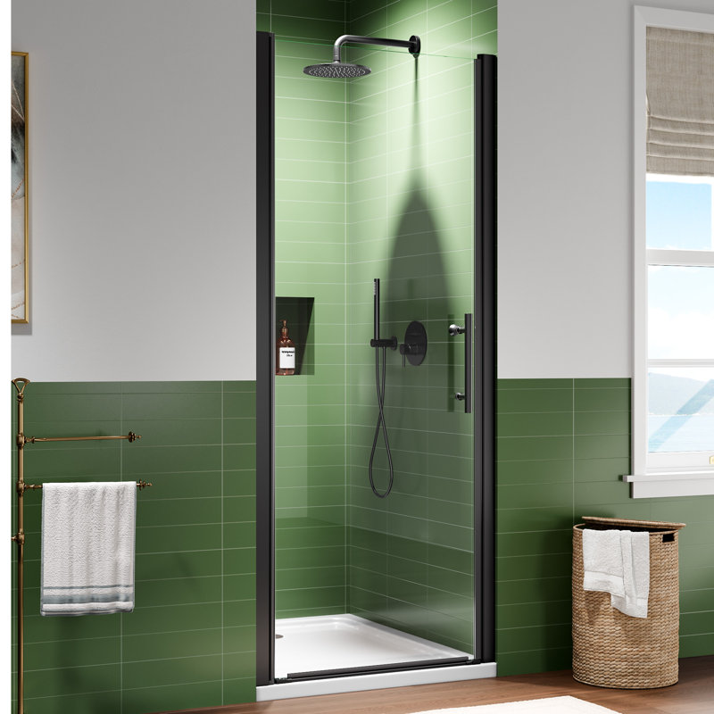 32-33.5＂W X 75＂Pivot Single Shower Door With 1/4＂(6Mm) Clear Tempered Glass