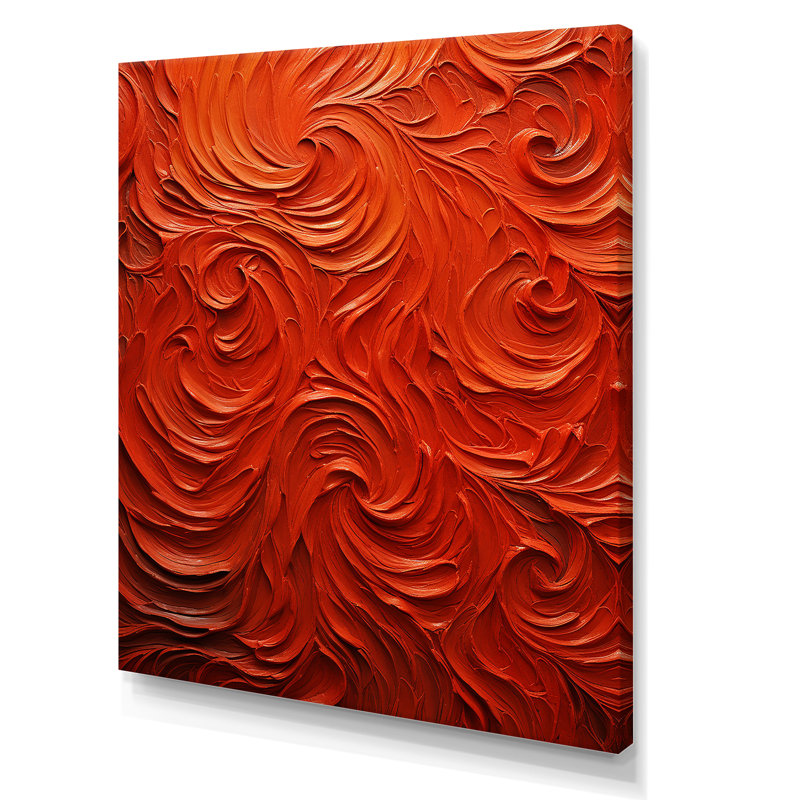 Volcanic Red Fusion Vector 1 - Tachisme, art mural, Toile tendue, H 32 po x l 16 po x P 1 po