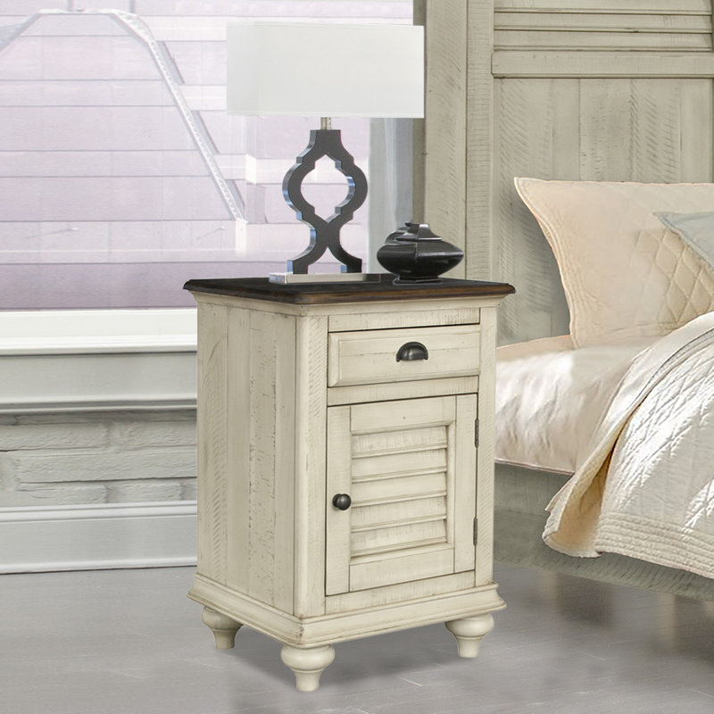 Wilfred Single Door/Single Drawer Solid Wood Nightstand