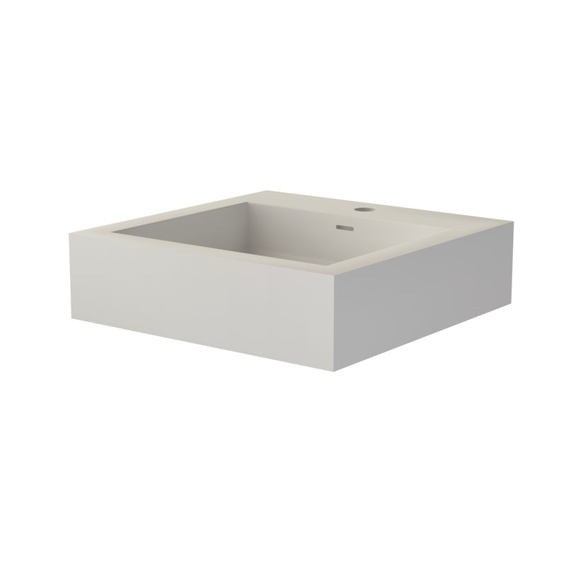 Lavabo de salle de bain mural 19 po, vasque à surface solide avec trou pour robinet