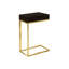 Table d'appoint moderne avec tiroir - extérieur stratifié brun, détails décoratifs en métal, fonction de rangement