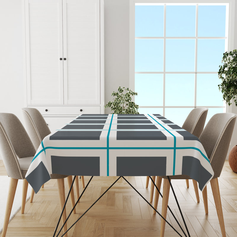 Nappe Avarae, Gris / blanc / aqua, L 144 po x l 52 po