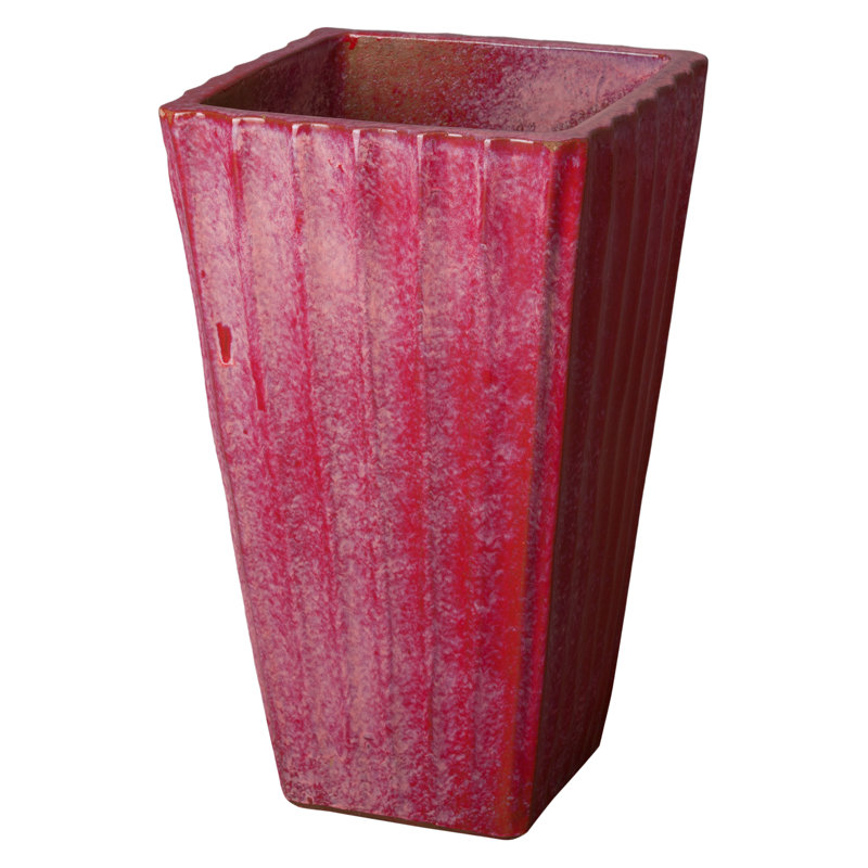 Pot à fleurs en argile, Rouge tropical, H 26 po x l 15 po x P 15 po