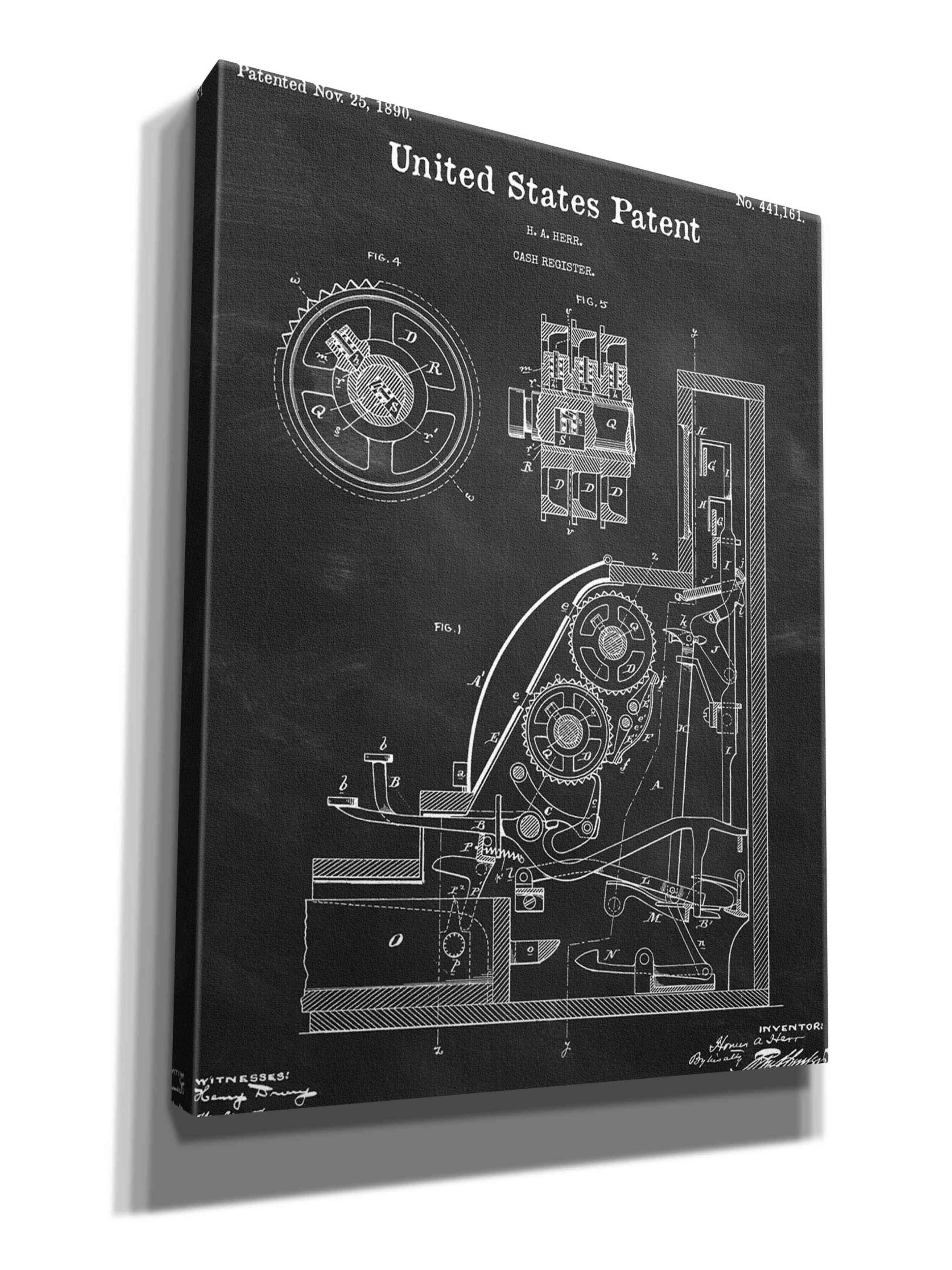 17 Stories Cash Register Blueprint Patent Chalkboard by - on - Wayfair ...