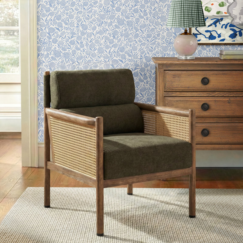 Paralimni Upholstered Armchair, Olive 100% Polyester