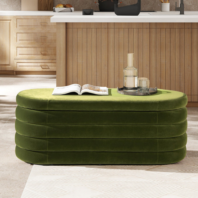 Banc de rangement rembourré Helene, Green