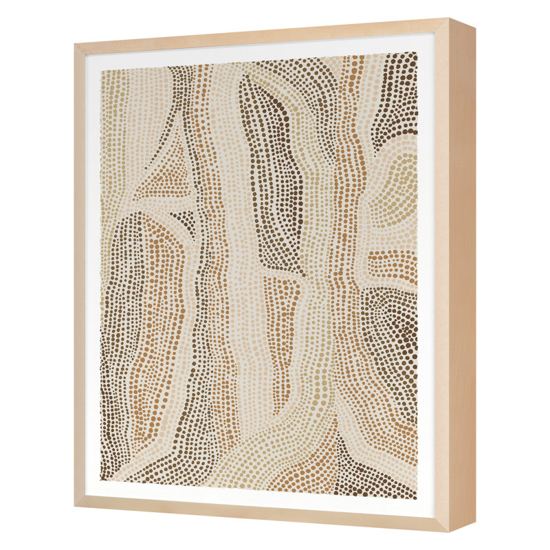 «Dot Dot 5 in Clay Tones» par Marie Lawyer - impression d'un seul cadre, Cadre érable, H 38 po x l 30 po x P 2 po