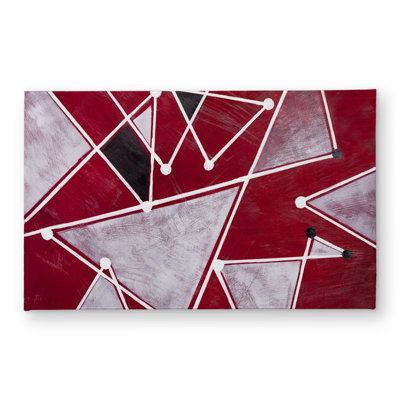 White Triangles on Red Background | Office Gray Door Mat