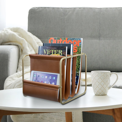 Metal Faux Leather File Organiser