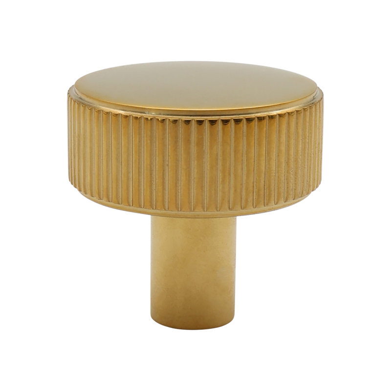 Ribbed Circle Knob, Unlacquered Polished Brass