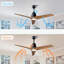 Ventilateur de plafond décoratif de 52 pouces avec lumières DEL, 3 pales en bois massif, télécommande, intensité variable 3CCT, minuterie, moteur réversible à 6 vitesses pour le salon ou le patio