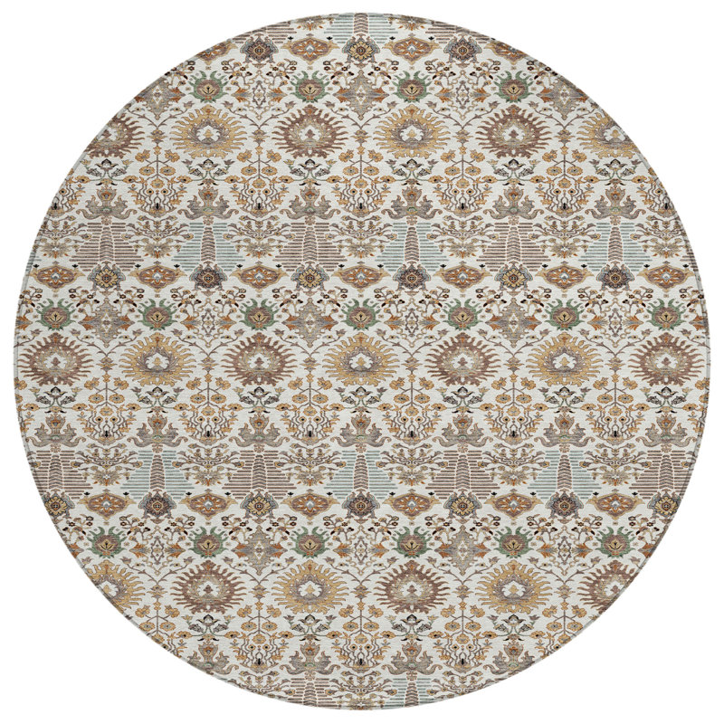 Machine Washable Indoor/Outdoor Gursevak ACN2251 Global Rug, Round 8'