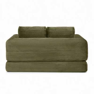 Canapé-lit pliant convertible 2-en-1, canapé-lit en velours côtelé moderne avec 2 * coussins, causeuse futon rembourrée et désossée avec lit escamotable, canapé modulaire pliant pour le salon