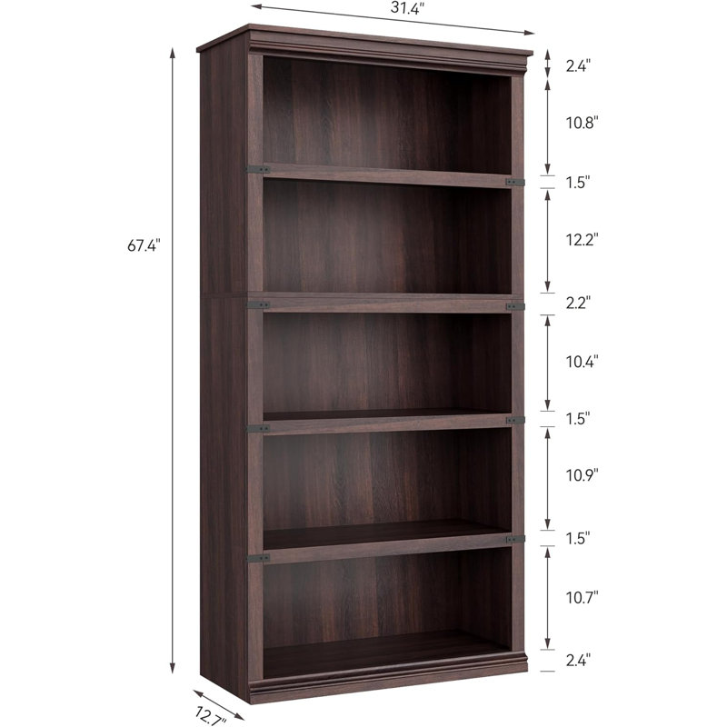 5 Tier Farmhouse Bookcase, 67.4 in Tall Book Shelf with Storage, Wooden Bookshelves 5 Shelf Display Shelvesfor Home Office, Living Room, Bed Room