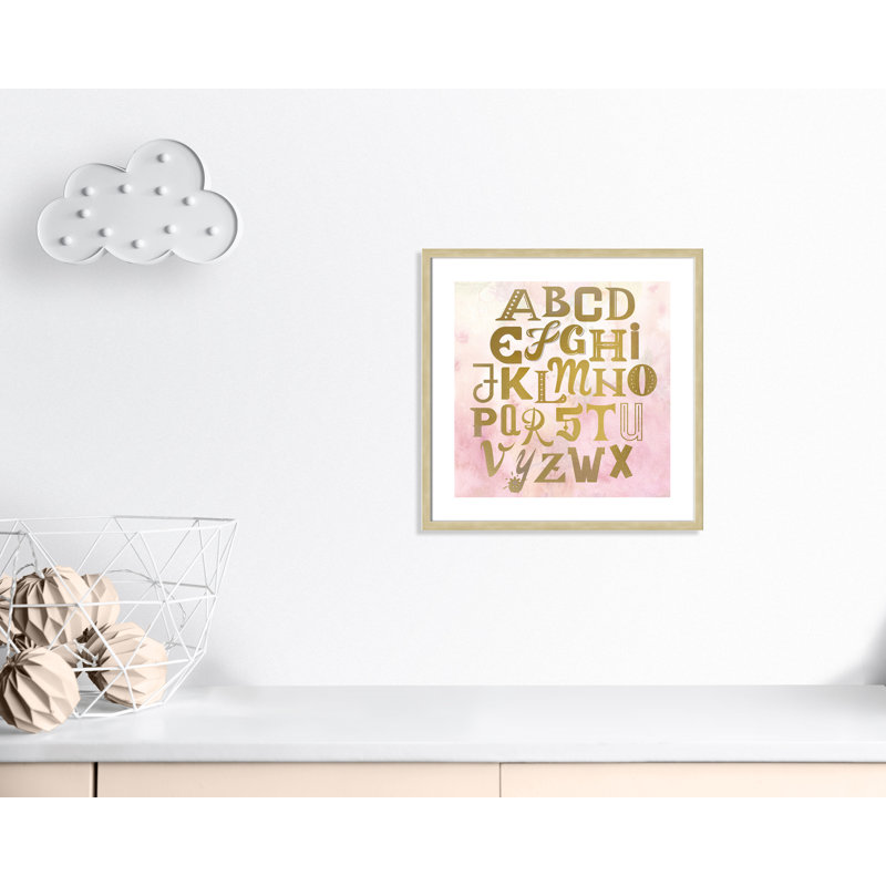Abc Pink ', impression sur papier, Encadré de boîte champagne, H 22,5 po x l 22,5 po x P 1,18 po