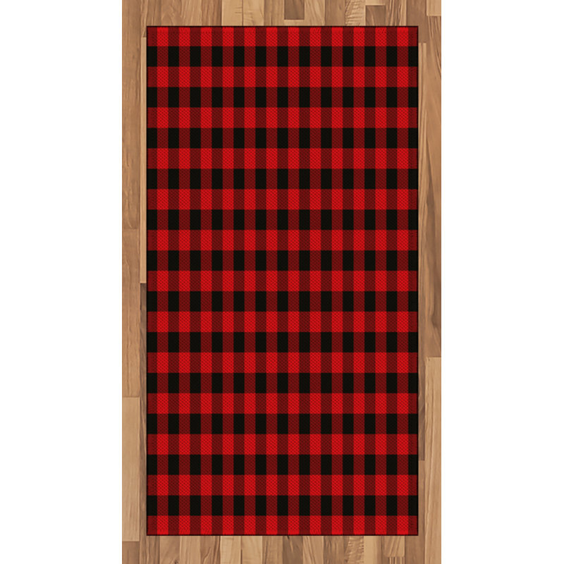 Plaid High Density Long Fiber Poly Threads Decorative Area Rug Carpet, Rectangle 2'7" x 5'