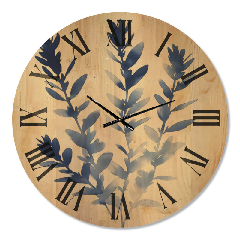 Horloge murale scandinave en bois, grande taille, motif aquarelle indigo, Extra Large