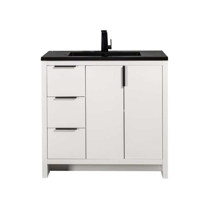 Diederich 35'' Single Bathroom Vanity with Poly Marble Top
