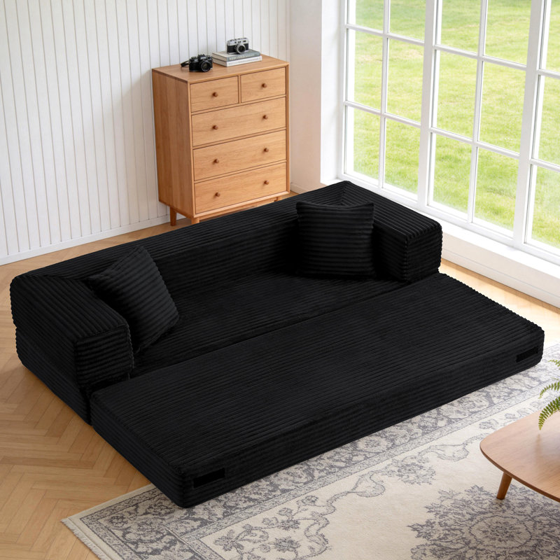78" Convertible Compression Sofa Bed, Black