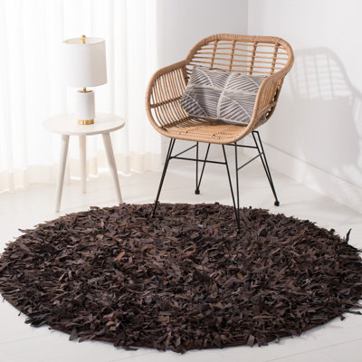 Tapis en coton tissé à la main de couleur unie brun foncé Arik
