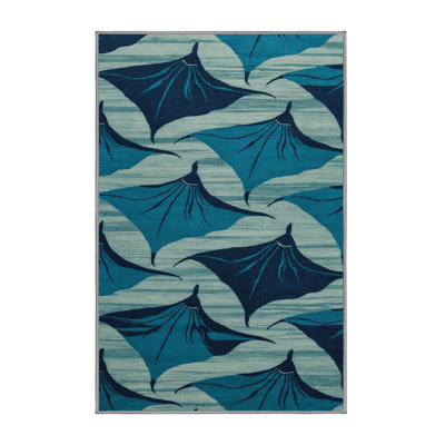 Washable Manta Rays Hawaiian Area Rug