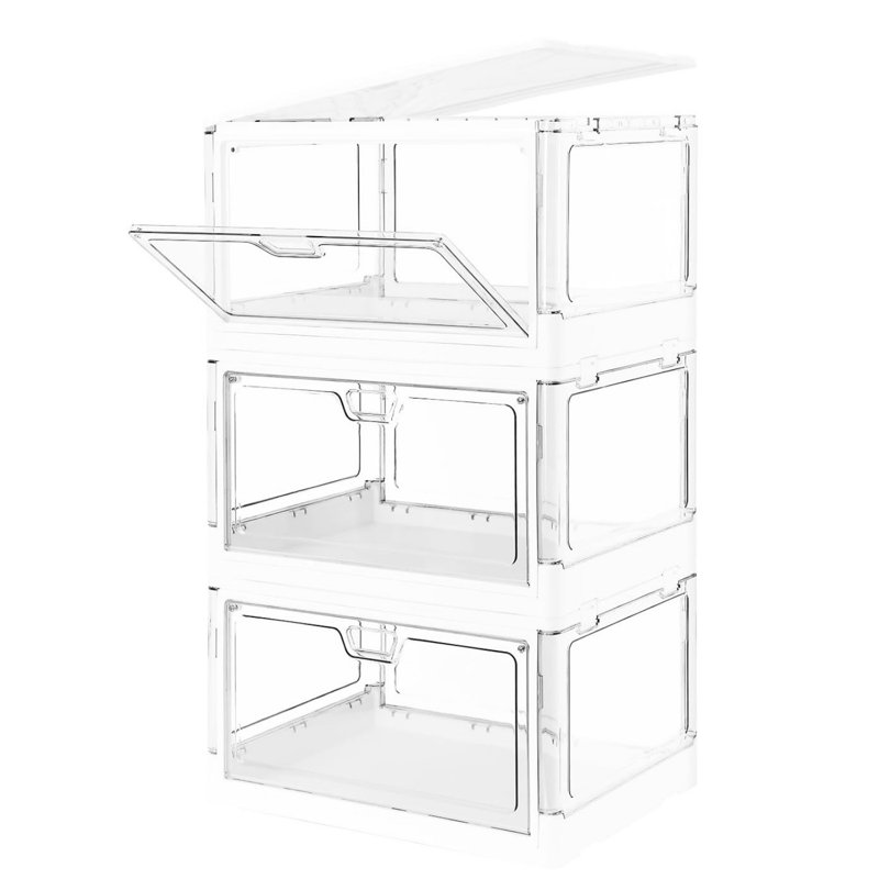 3-Pack Clear Stackable Storage Bins with Lids, White