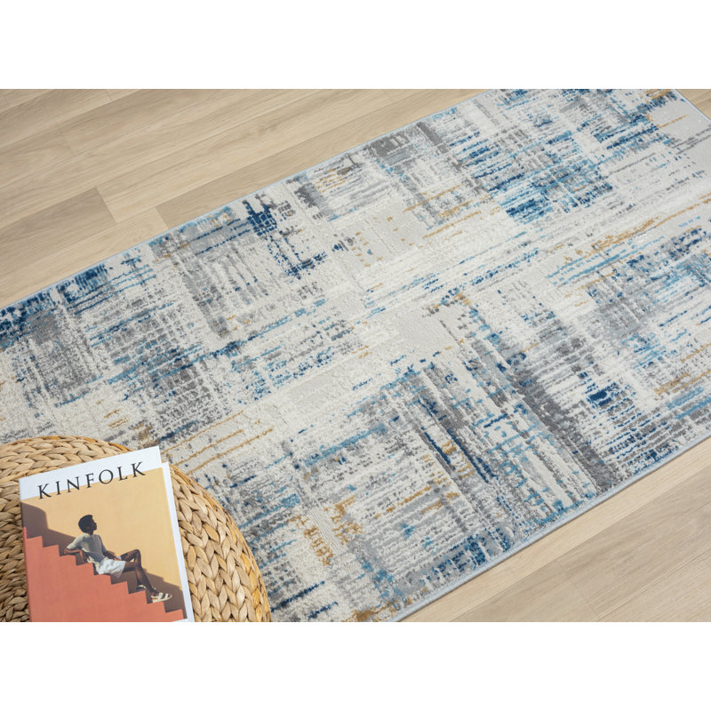 Saskia Beige/Blue Rug, Rectangular 80 x 150cm