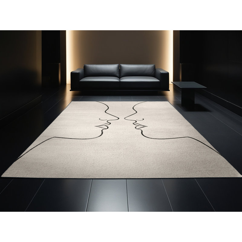 Tapis beige moderne et contemporain lavable à la machine Tribeca Valentines, 8 x 10