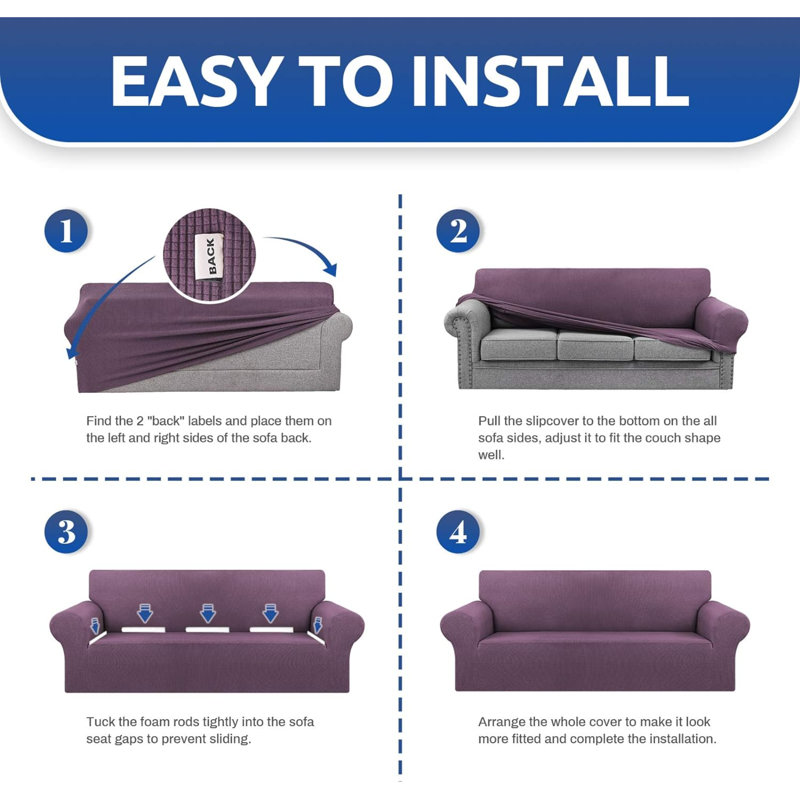 Housse de canapé 1 pièce Stretch, Mauve, H 79 po x l 94 po x P 2,9 po