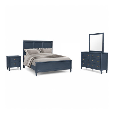 Ensemble de chambre avec grand lit, table de chevet et commode 4 pièces Alta