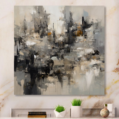 Grey Black Inner Worlds Of Marble I - Modern Geometric Wall Art Prints