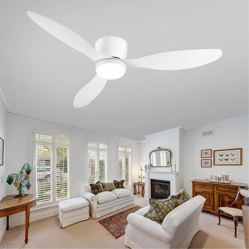 52" Smart Flush Mount Ceiling Fans With Lights Remote