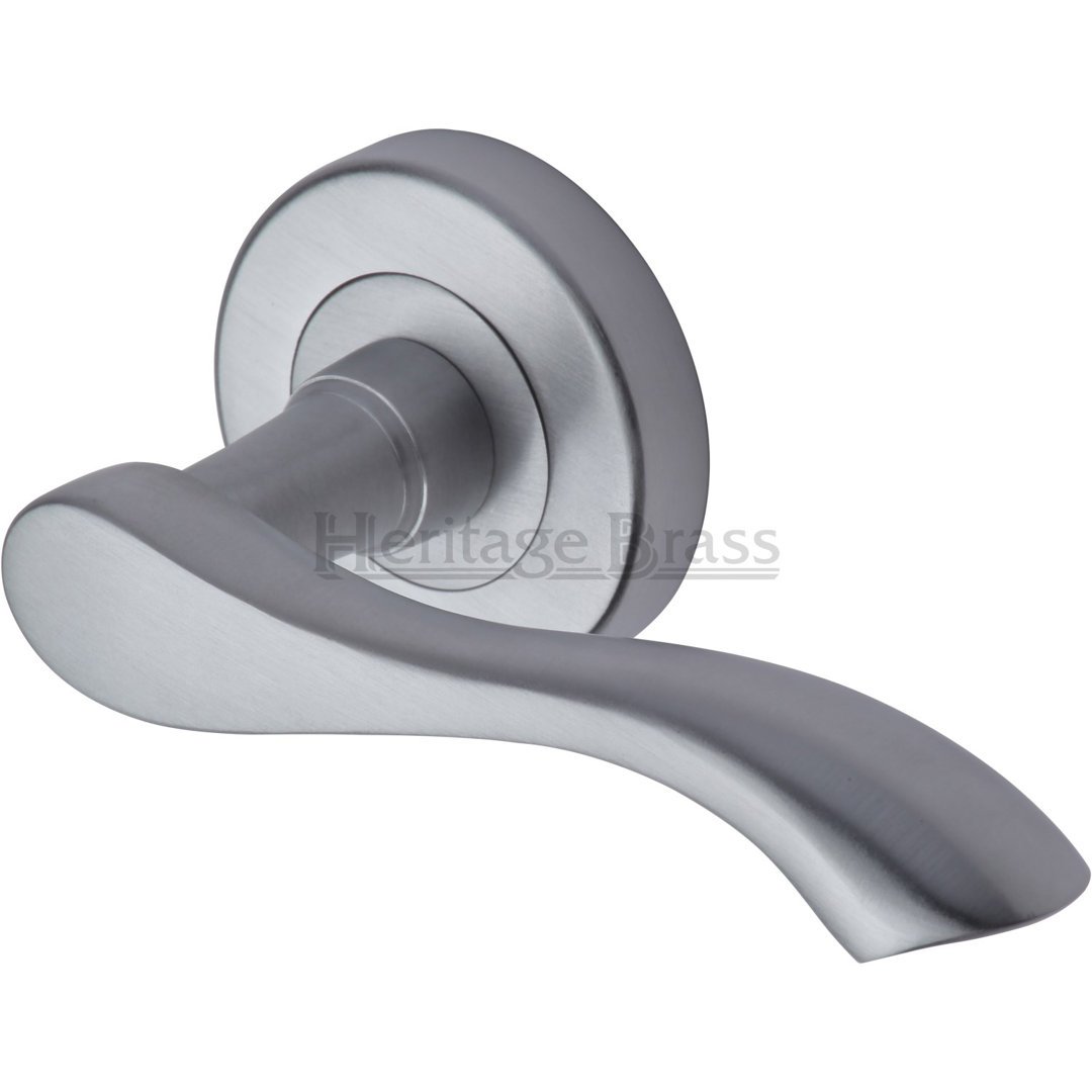 Heritage Brass Heritage Door Handle Lever Latch on Round Rose Algarve Design