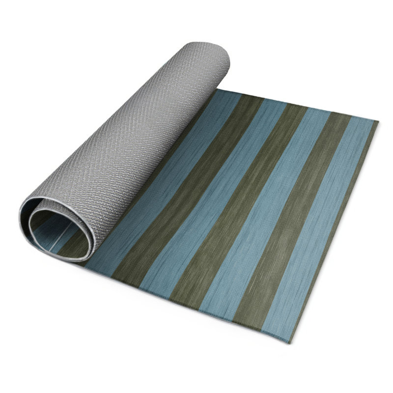 HorizontalStripes Blue Indoor and Outdoor Area Rug, Rectangle 3' x 5'