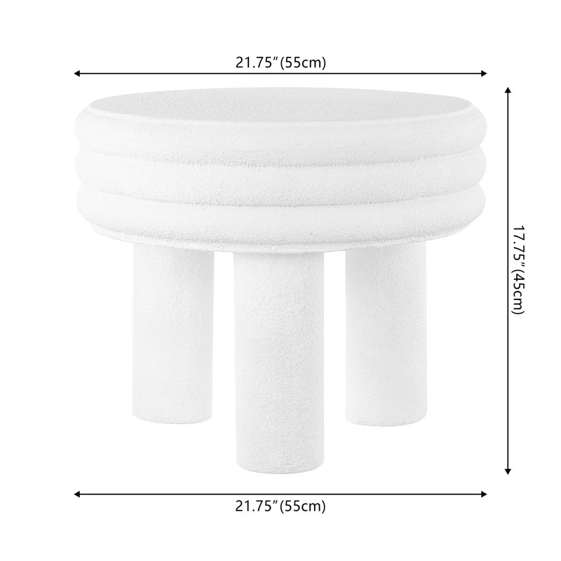 Inderpreet 17.75" Contemporary Minimalist Curvy High Indoor/Outdoor Accent Table, White Frosted