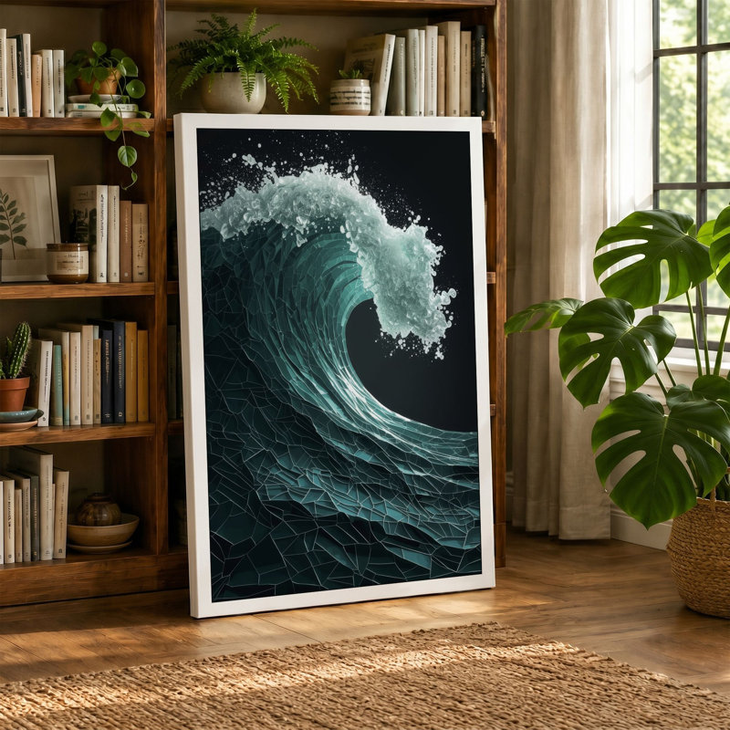 Crest and Curl Coastal - Wrapped Canvas, 24x16 - 61.0 x 40.6 cm, Taupe Border